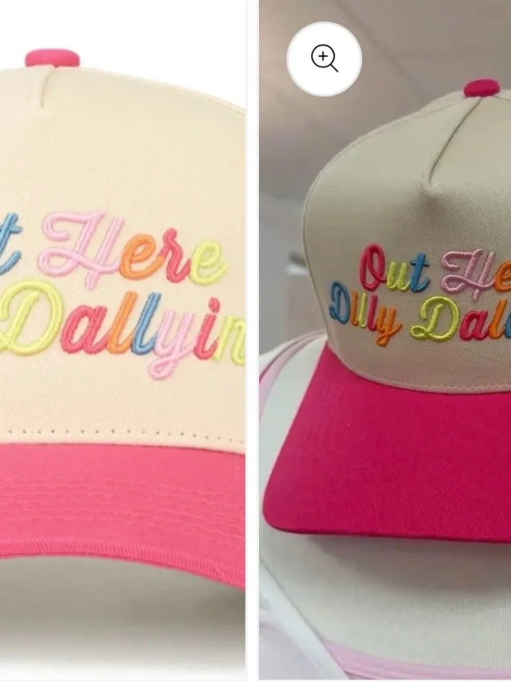 CC Boutique Cream and Pink 'Out Here Dilly Dallying' Cap